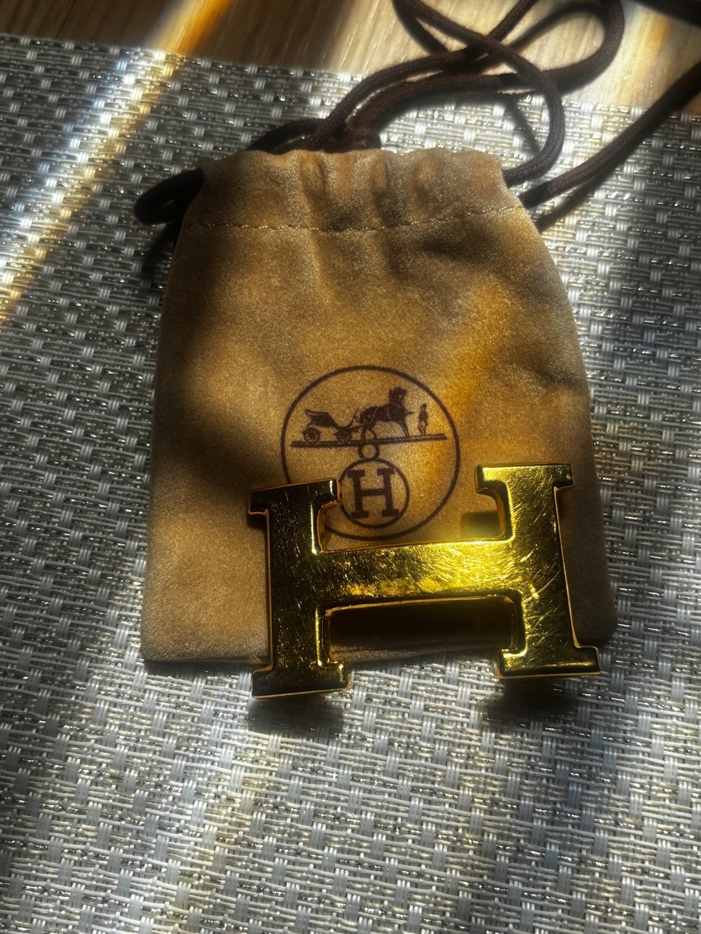 Hermès Gold H Belt Buckle 32mm with Original Dust Bag